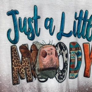 Bleached t shirt ‘just a little moody’ saying